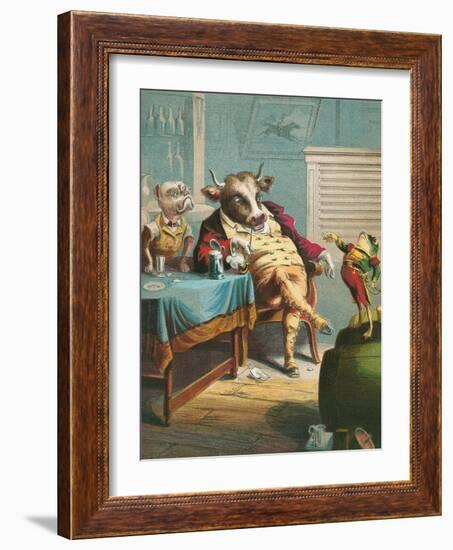 Aesop's Fables, the Ox and the Frogs-null-Framed Art Print