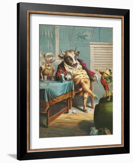 Aesop's Fables, the Ox and the Frogs-null-Framed Art Print