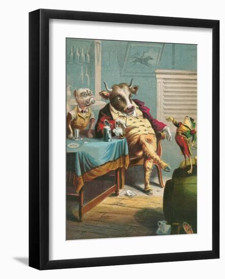 Aesop's Fables, the Ox and the Frogs-null-Framed Art Print