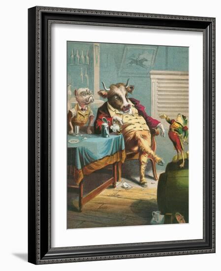 Aesop's Fables, the Ox and the Frogs-null-Framed Art Print