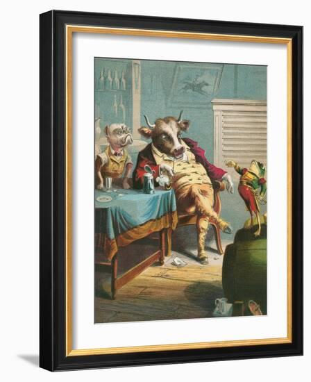 Aesop's Fables, the Ox and the Frogs-null-Framed Art Print