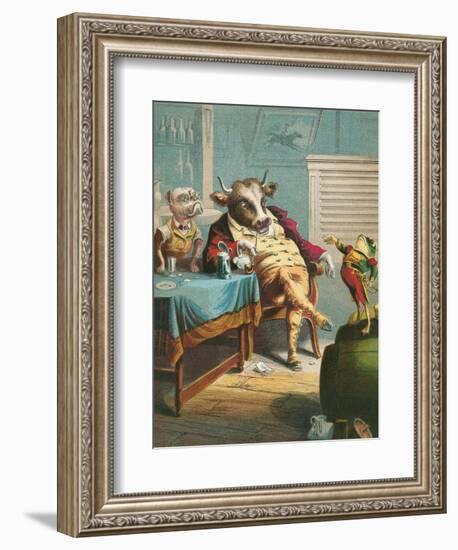 Aesop's Fables, the Ox and the Frogs-null-Framed Premium Giclee Print