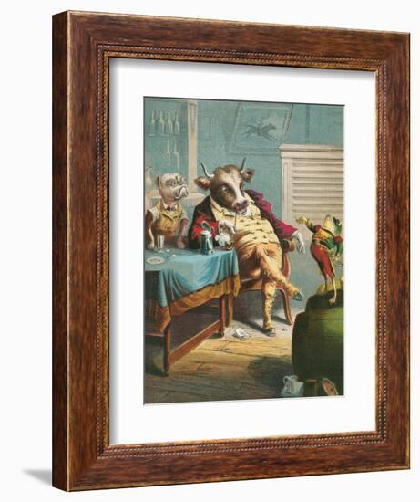 Aesop's Fables, the Ox and the Frogs-null-Framed Premium Giclee Print