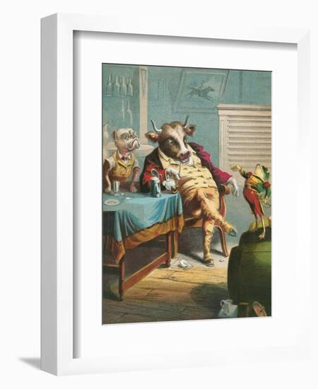Aesop's Fables, the Ox and the Frogs-null-Framed Premium Giclee Print