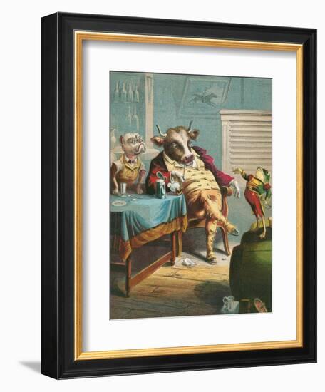 Aesop's Fables, the Ox and the Frogs-null-Framed Premium Giclee Print