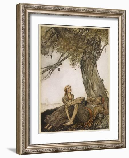 Aesop, Travellers, Tree-Arthur Rackham-Framed Art Print