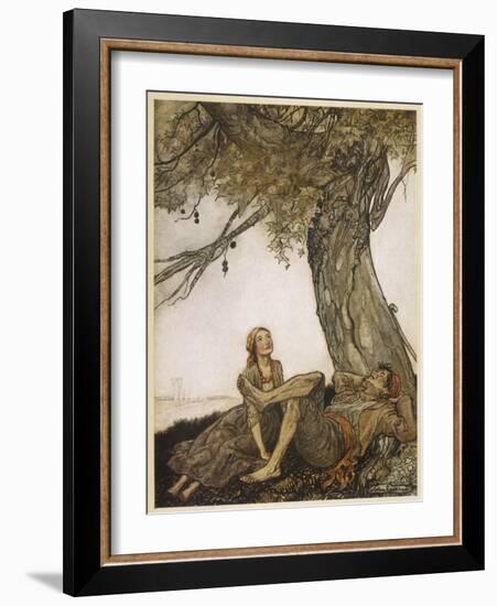 Aesop, Travellers, Tree-Arthur Rackham-Framed Art Print