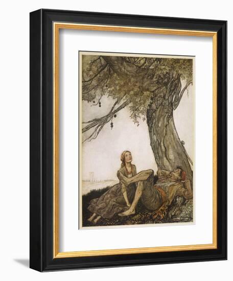 Aesop, Travellers, Tree-Arthur Rackham-Framed Art Print