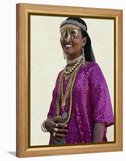 Afar Girl from Sultanate of Tadjoura Wears Exotic Gold Jewellery for Marriage-Nigel Pavitt-Framed Premier Image Canvas