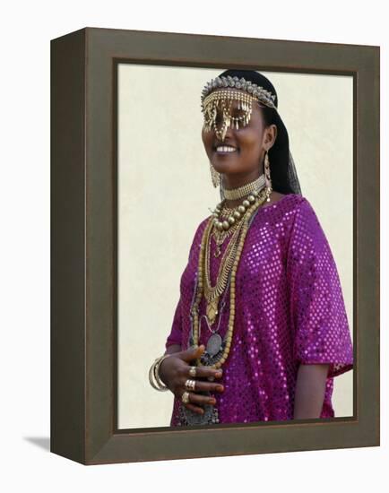 Afar Girl from Sultanate of Tadjoura Wears Exotic Gold Jewellery for Marriage-Nigel Pavitt-Framed Premier Image Canvas