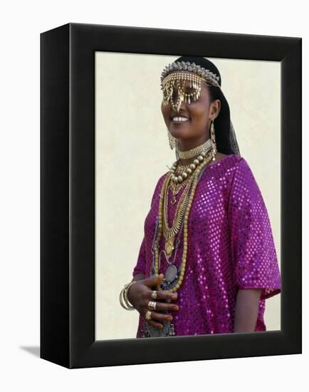 Afar Girl from Sultanate of Tadjoura Wears Exotic Gold Jewellery for Marriage-Nigel Pavitt-Framed Premier Image Canvas