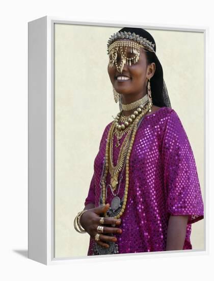 Afar Girl from Sultanate of Tadjoura Wears Exotic Gold Jewellery for Marriage-Nigel Pavitt-Framed Premier Image Canvas