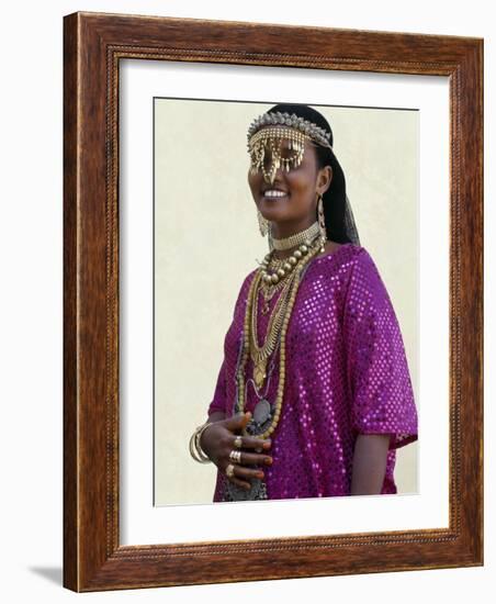 Afar Girl from Sultanate of Tadjoura Wears Exotic Gold Jewellery for Marriage-Nigel Pavitt-Framed Photographic Print