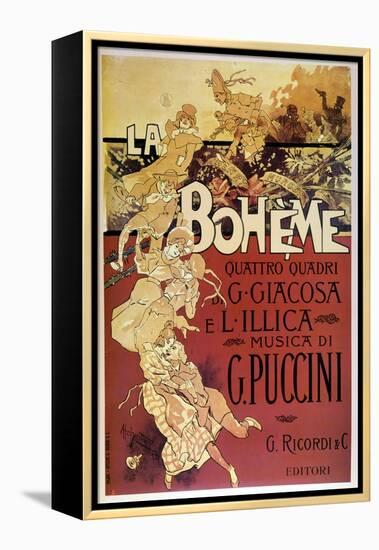 Affiche De La Bohème Par Adolfo Hohenstein Pour La Première De L'opera De Giacomo Puccini Au Teatro-Adolfo Hohenstein-Framed Premier Image Canvas