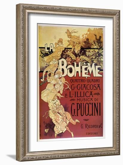 Affiche De La Bohème Par Adolfo Hohenstein Pour La Première De L'opera De Giacomo Puccini Au Teatro-Adolfo Hohenstein-Framed Giclee Print