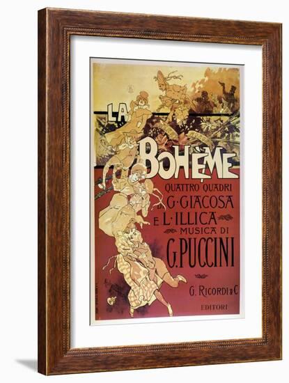 Affiche De La Bohème Par Adolfo Hohenstein Pour La Première De L'opera De Giacomo Puccini Au Teatro-Adolfo Hohenstein-Framed Giclee Print