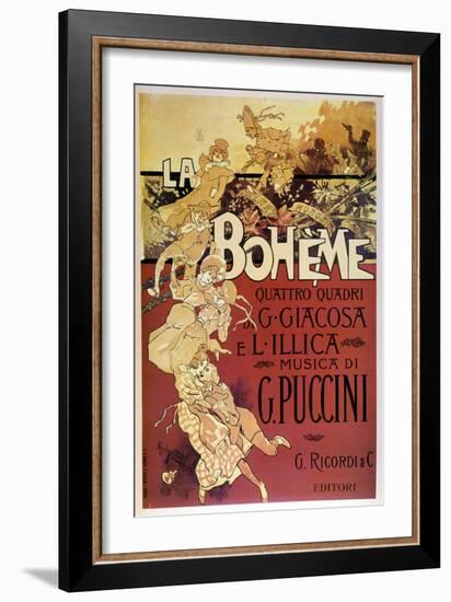 Affiche De La Bohème Par Adolfo Hohenstein Pour La Première De L'opera De Giacomo Puccini Au Teatro-Adolfo Hohenstein-Framed Giclee Print