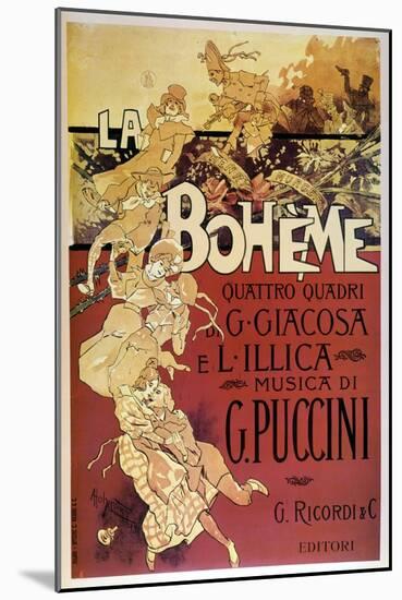 Affiche De La Bohème Par Adolfo Hohenstein Pour La Première De L'opera De Giacomo Puccini Au Teatro-Adolfo Hohenstein-Mounted Giclee Print