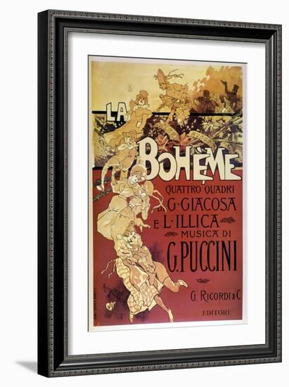 Affiche De La Bohème Par Adolfo Hohenstein Pour La Première De L'opera De Giacomo Puccini Au Teatro-Adolfo Hohenstein-Framed Giclee Print