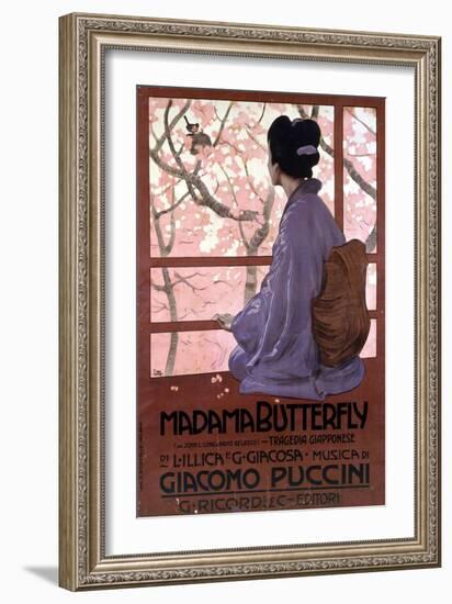 Affiche De Leopoldo Metlicovitz Pour  Madame Butterfly  De Giacomo Puccini Realisée Pour La Premier-Leopoldo Metlicovitz-Framed Giclee Print