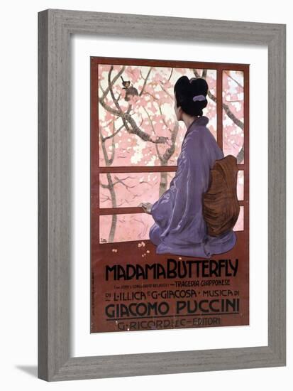 Affiche De Leopoldo Metlicovitz Pour  Madame Butterfly  De Giacomo Puccini Realisée Pour La Premier-Leopoldo Metlicovitz-Framed Giclee Print