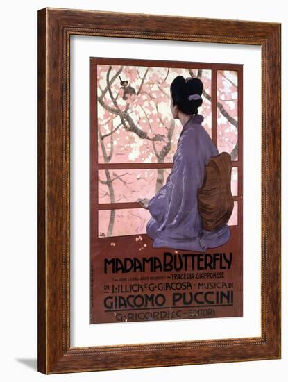 Affiche De Leopoldo Metlicovitz Pour  Madame Butterfly  De Giacomo Puccini Realisée Pour La Premier-Leopoldo Metlicovitz-Framed Giclee Print