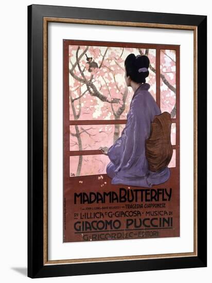 Affiche De Leopoldo Metlicovitz Pour  Madame Butterfly  De Giacomo Puccini Realisée Pour La Premier-Leopoldo Metlicovitz-Framed Giclee Print