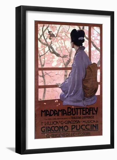 Affiche De Leopoldo Metlicovitz Pour  Madame Butterfly  De Giacomo Puccini Realisée Pour La Premier-Leopoldo Metlicovitz-Framed Giclee Print