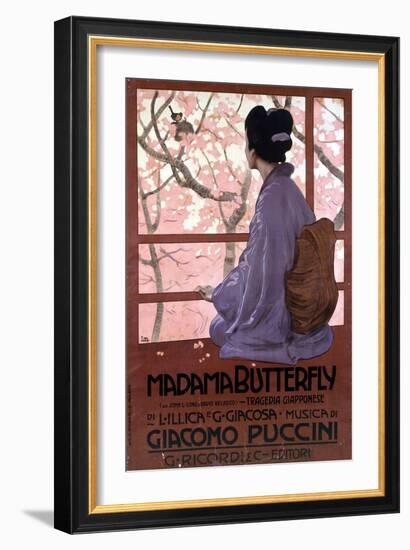 Affiche De Leopoldo Metlicovitz Pour  Madame Butterfly  De Giacomo Puccini Realisée Pour La Premier-Leopoldo Metlicovitz-Framed Giclee Print