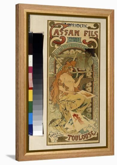 Affiche De Publicite Pour L'imprimerie  Cassan Fils, Impression De Luxe, Artistiques Et Commerciale-Alphonse Marie Mucha-Framed Premier Image Canvas