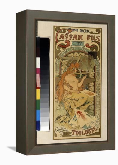 Affiche De Publicite Pour L'imprimerie  Cassan Fils, Impression De Luxe, Artistiques Et Commerciale-Alphonse Marie Mucha-Framed Premier Image Canvas