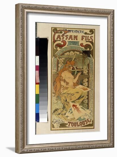 Affiche De Publicite Pour L'imprimerie  Cassan Fils, Impression De Luxe, Artistiques Et Commerciale-Alphonse Marie Mucha-Framed Giclee Print