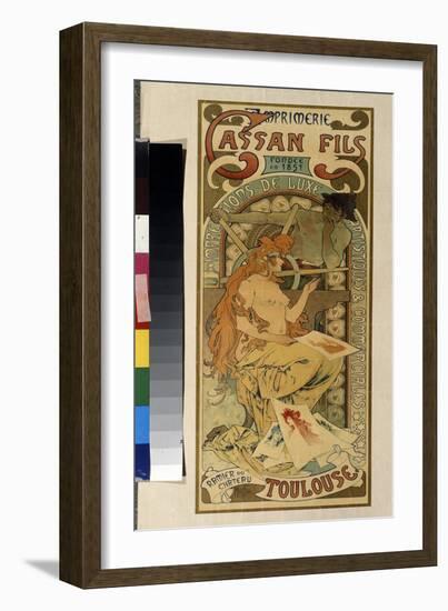 Affiche De Publicite Pour L'imprimerie  Cassan Fils, Impression De Luxe, Artistiques Et Commerciale-Alphonse Marie Mucha-Framed Giclee Print