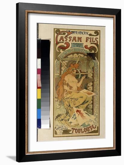 Affiche De Publicite Pour L'imprimerie  Cassan Fils, Impression De Luxe, Artistiques Et Commerciale-Alphonse Marie Mucha-Framed Giclee Print