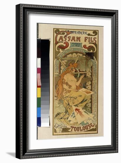 Affiche De Publicite Pour L'imprimerie  Cassan Fils, Impression De Luxe, Artistiques Et Commerciale-Alphonse Marie Mucha-Framed Giclee Print