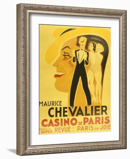 Affiche Pour La Revue Paris En Joie Au Casino De Paris Dans Laquelle Chante Maurice Chevalier, 1937-null-Framed Photo