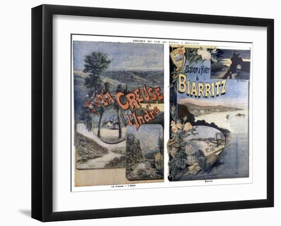 Affiches touristiques des Chemins de fer de Paris a Orleans - La Creuse et l'Indre et Biarritz-null-Framed Giclee Print