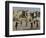 Afghan Boys Play Soccer Near a Mosque and Ruined Buildings During the Early Morning-null-Framed Photographic Print