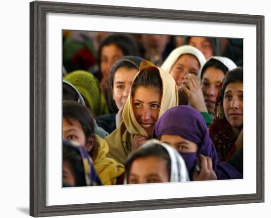 Afghan Children Watch a Performance by Their Fellows During a World Children's Day Get-Together-null-Framed Photographic Print