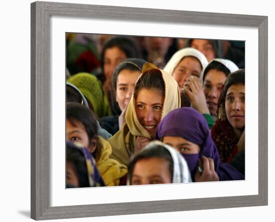 Afghan Children Watch a Performance by Their Fellows During a World Children's Day Get-Together-null-Framed Photographic Print