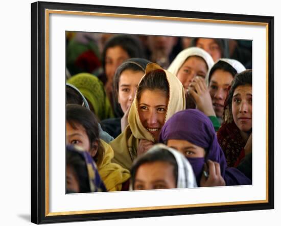 Afghan Children Watch a Performance by Their Fellows During a World Children's Day Get-Together-null-Framed Photographic Print