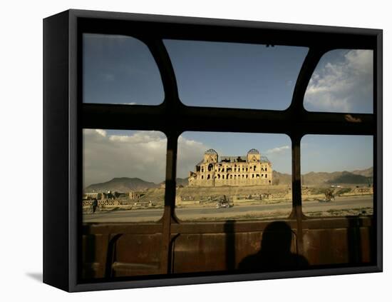 Afghan Drives Past the Darul Aman's Palace in the City of Kabul, Afghanistan-null-Framed Premier Image Canvas