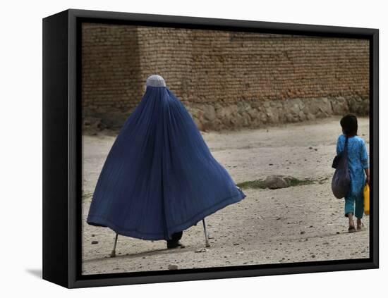 Afghan Girl Carries the Ration of Her Mother, a Victim of Land Mines, in Kabul, Afghanistan-null-Framed Premier Image Canvas