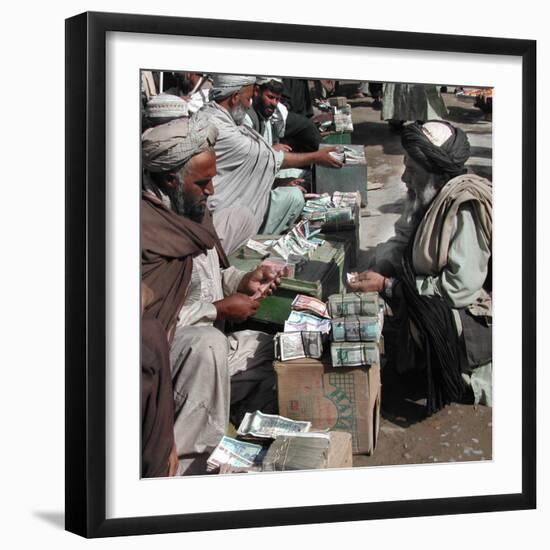 Afghan Money Changers on the Roadside Market-null-Framed Photographic Print