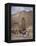 Afghan Nomad Family in Front of the Buddhas of Bamiyan, 1950-null-Framed Premier Image Canvas