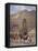 Afghan Nomad Family in Front of the Buddhas of Bamiyan, 1950-null-Framed Premier Image Canvas