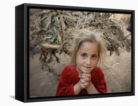 Afghan Refugee Child Looks on in a Neighborhood of Rawalpindi, Pakistan-null-Framed Premier Image Canvas