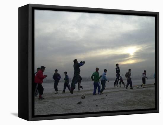 Afghan Youths Warm up Themselves Before a Soccer Match-null-Framed Premier Image Canvas