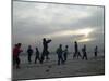 Afghan Youths Warm up Themselves Before a Soccer Match-null-Mounted Photographic Print