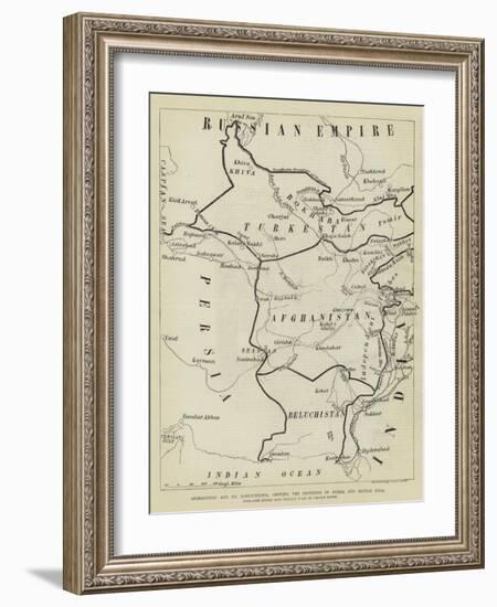 Afghanistan and its Surroundings, Showing the Frontiers of Russia and British India-null-Framed Giclee Print